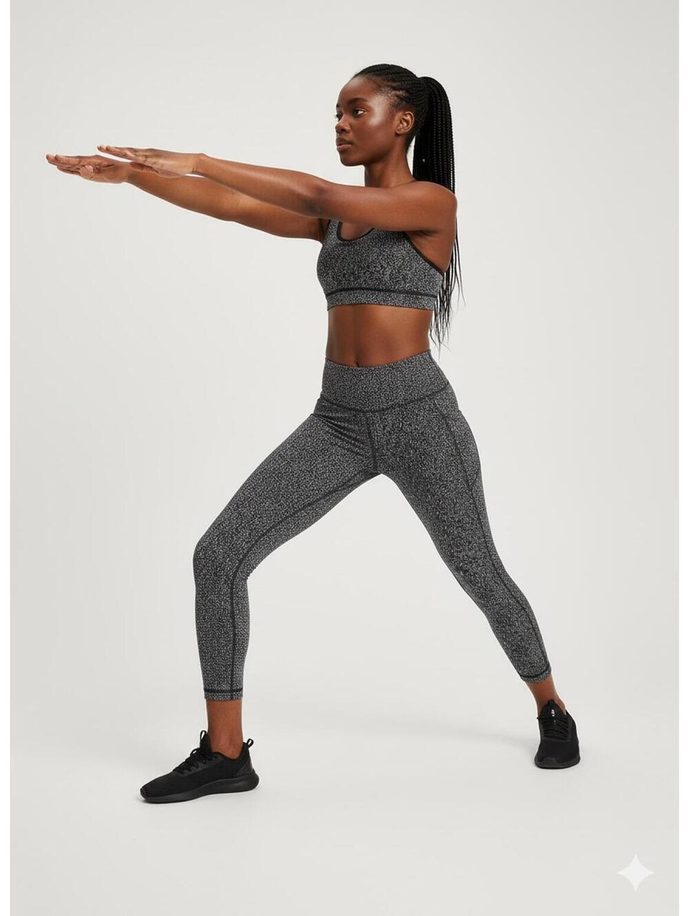 ATHLETA - Ultimate Stash Textured 7/8 Tight High Rise Black White - SIze S
